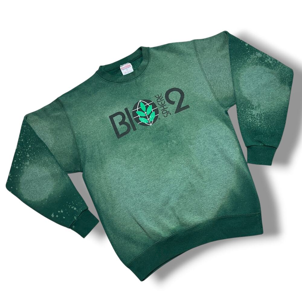 Vintage 90s Biosphere 2 Sweatshirt Distressed Green Science Social Experiment M